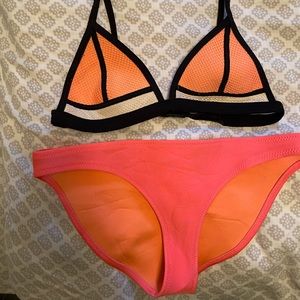 Triangl bathing suit hot pink and orange